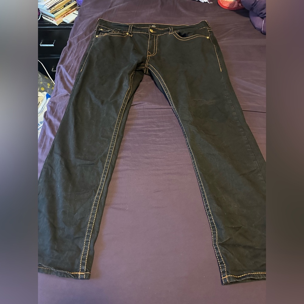True Religion Black and Orange stitching